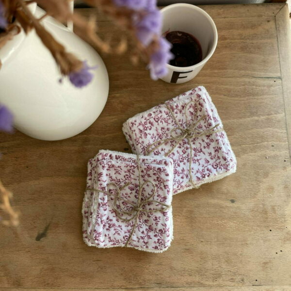 lingettes adulte en coton avec motif de fleurs roses
