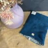 Pochette à livre - Poche, Velours bleu canard et fleurs