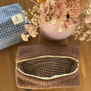 Trousse de maquillage - taille M, Teddy marron / vichy