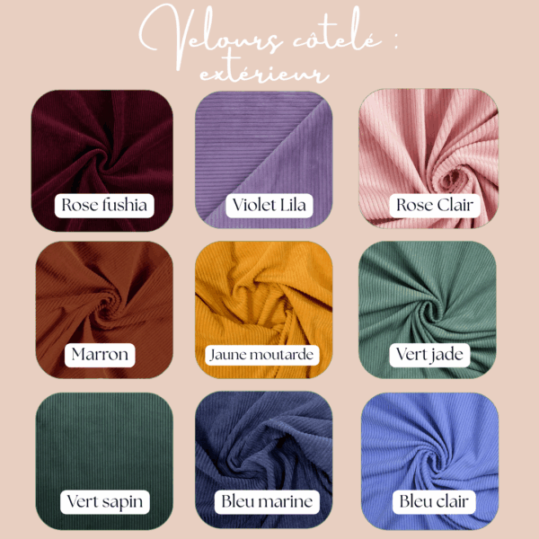 Liste des couleurs de velours côtelé